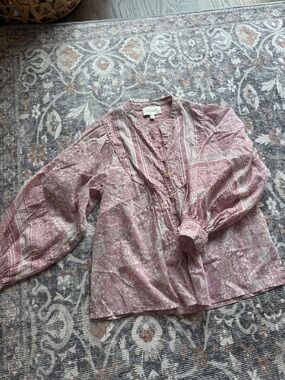Cleobella XS Dusty Mauve block print Peasant Blouse